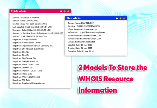 WHOIS generally offers two different models to store resource information as explained in the following